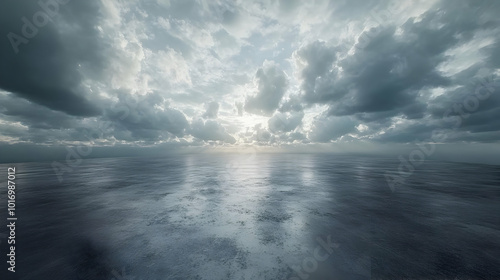 Dramatic Clouds Over a Calm Sea 3D Illustration