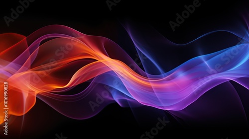 Abstract digital art of blue and red glowing waves. Background design for technology, music, or energy concepts