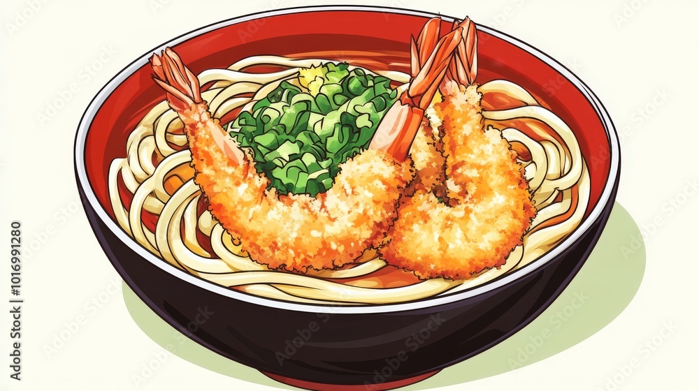 Udon and tempura Udon and tempura