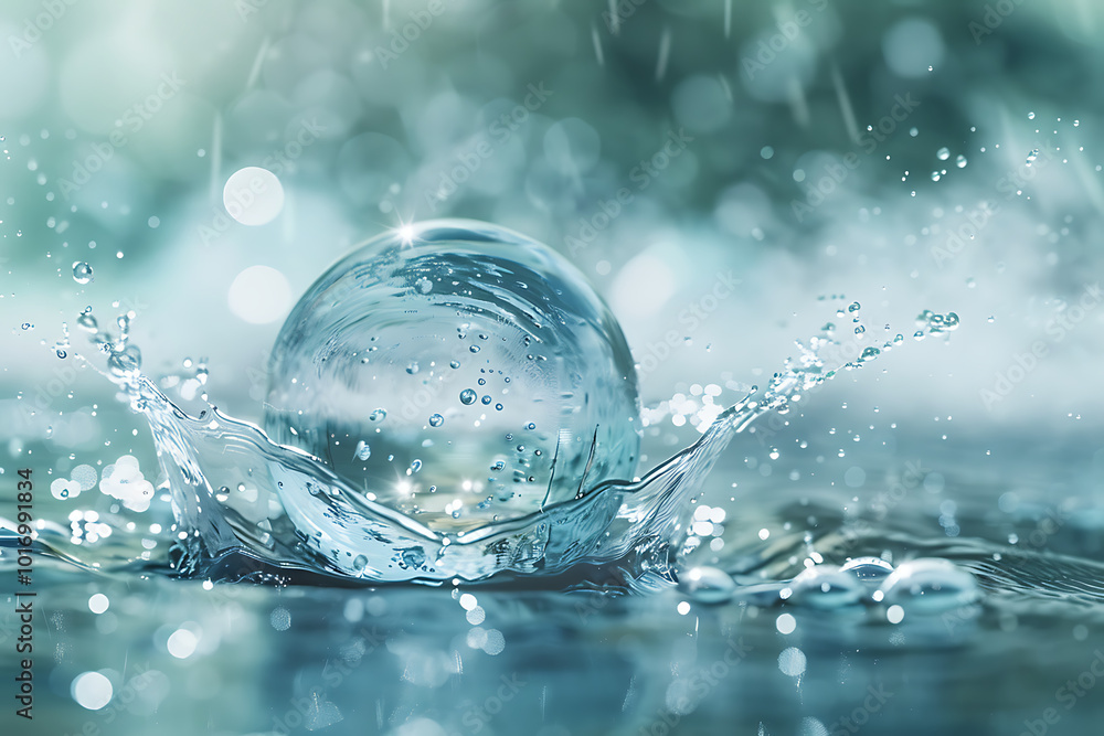custom made wallpaper toronto digitalTransparente Glaskugel trifft auf Wasser