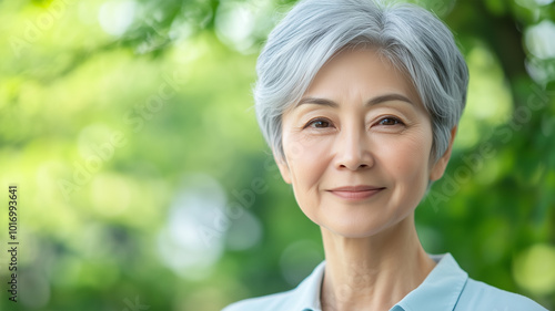 穏やかな笑顔の年配女性