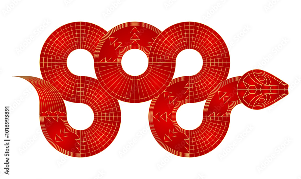 Fototapeta premium Outline geometric Snake. Chinese new year 2025 symbol.