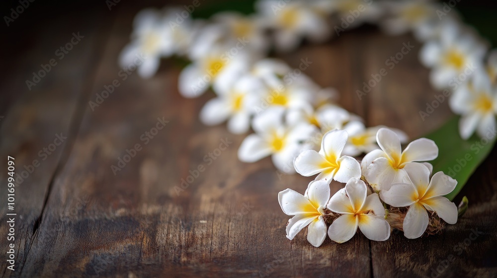 Fototapeta premium Elegant White Flowers on Rustic Wooden Background