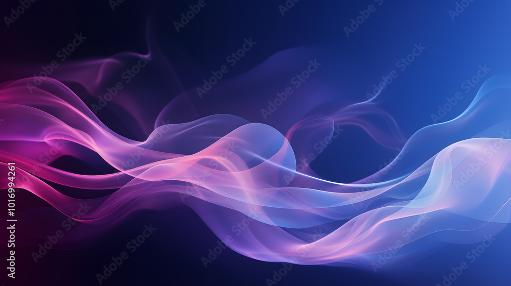 Fototapeta premium Graceful Smoke Waves: Ethereal Pink and Blue Flow on Dark Background