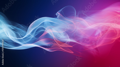 Dynamic Smoke Waves: Abstract Red and Blue Flow on Black Background