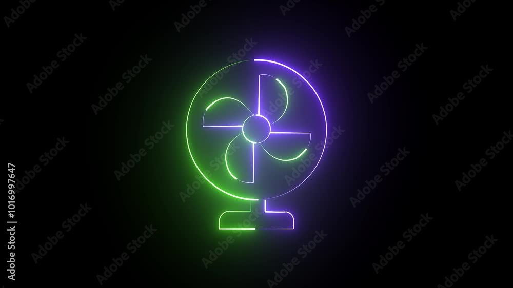 fan icon with a glowing neon effect in purple and green color fan icon with a glowing neon effect in purple and green color