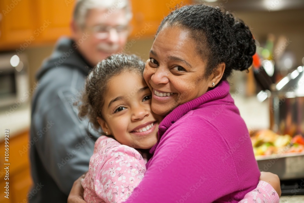 Fototapeta premium Children and mothers preparing healthy food together in the kitchen