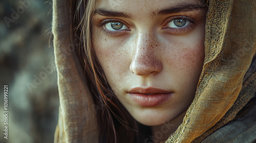 beautiful Medieval peasant young woman