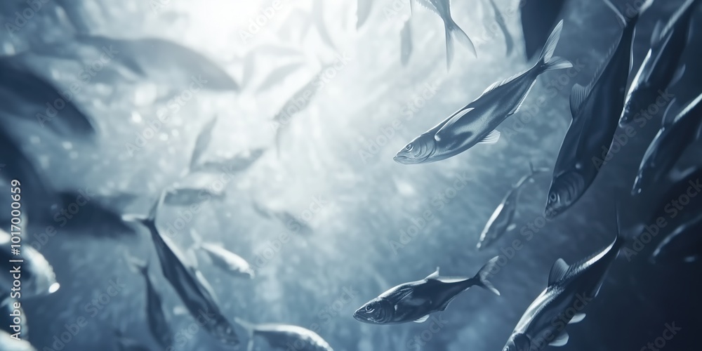 custom made wallpaper toronto digitalEnchanting Image of a School of Silver-Colored Fish Moving in Unison | Stunning Underwater Photography Marine Life in Harmony | Silver Fish Shoal Swimming Together | Ocean Wildlife in Natural Habitat