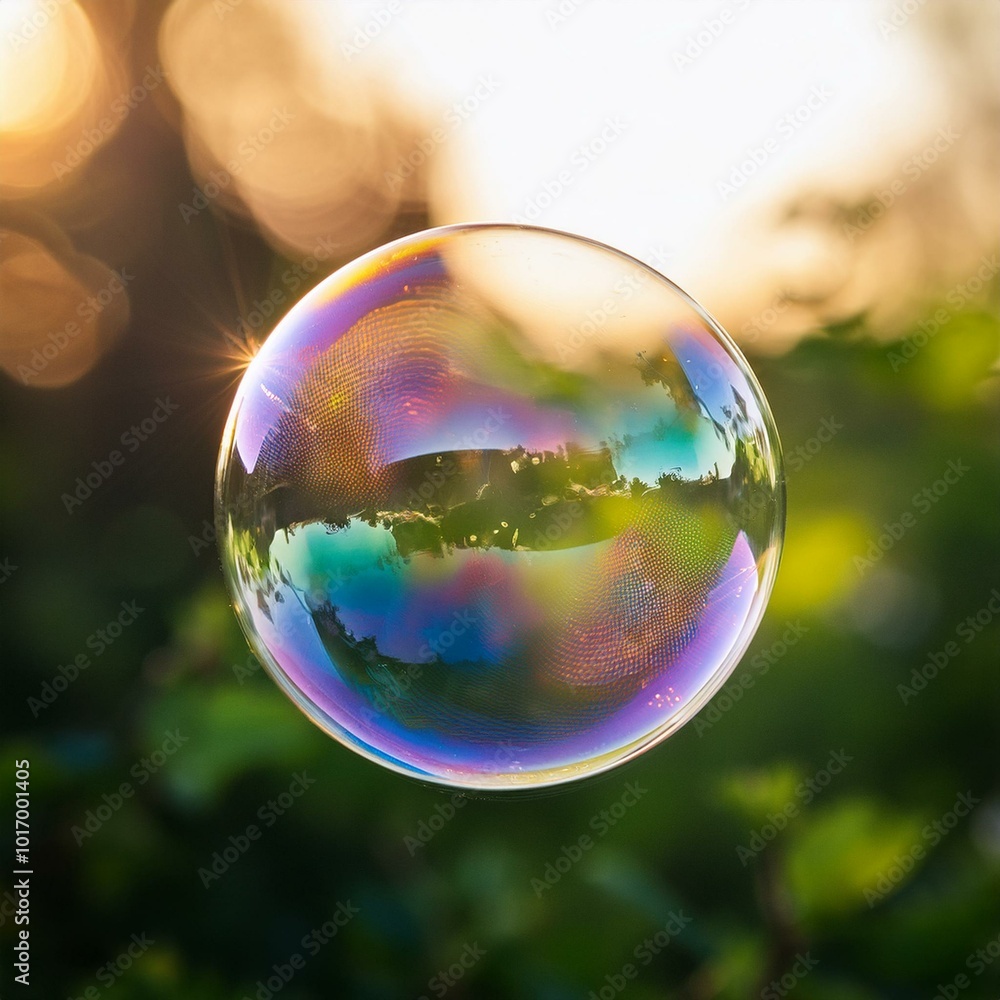 Makro einer Seifenblase mit reflektierender Oberfläche Makro einer Seifenblase mit reflektierender Oberfläche