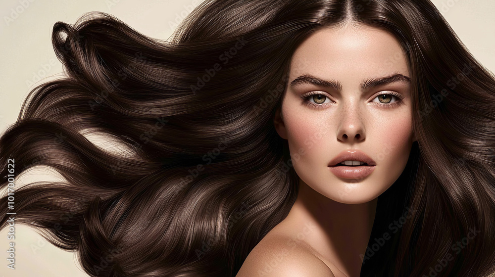 Obraz premium premium hair dye packaging image featuring a woman with well-groomed