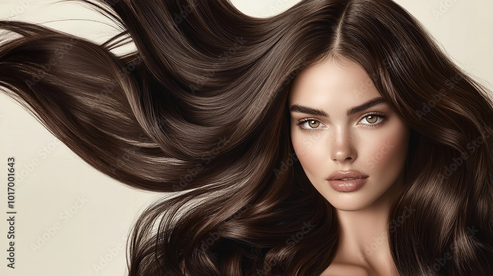 Fototapeta premium premium hair dye packaging image featuring a woman with well-groomed