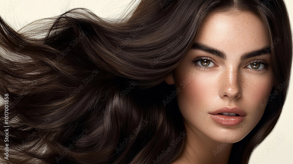 Fototapeta premium premium hair dye packaging image featuring a woman with well-groomed