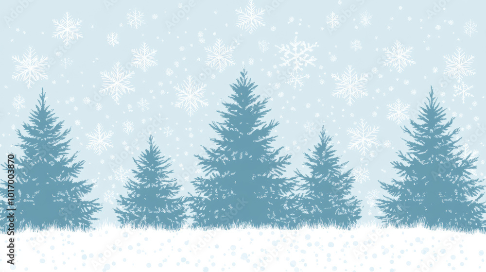 A serene winter landscape featuring snow-covered evergreen trees and falling snowflakes, creating a peaceful seasonal scene with a soft blue background.
A serene winter landscape featuring snow-covered evergreen trees and falling snowflakes, creating a peaceful seasonal scene with a soft blue background.