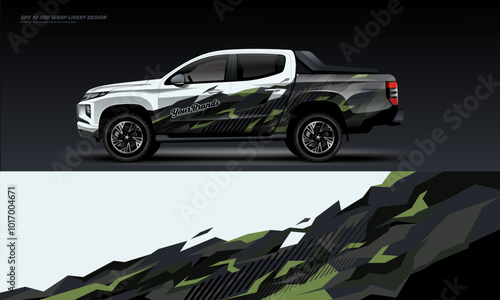 Sporty truck car wrap livery design ready print decal fit on universal pick up truck vecihles photo