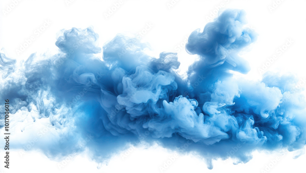 A blue smoke explosion border isolated on white background, png transparent , graphic resources