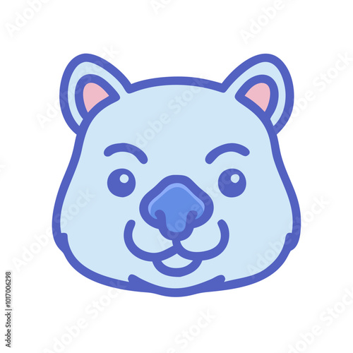 Wombat face in blue cartoon style