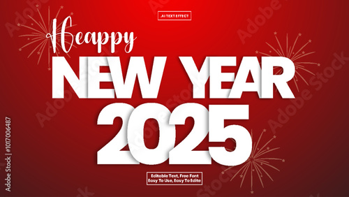 2025 happy new year 3D text effect, 3D text effect