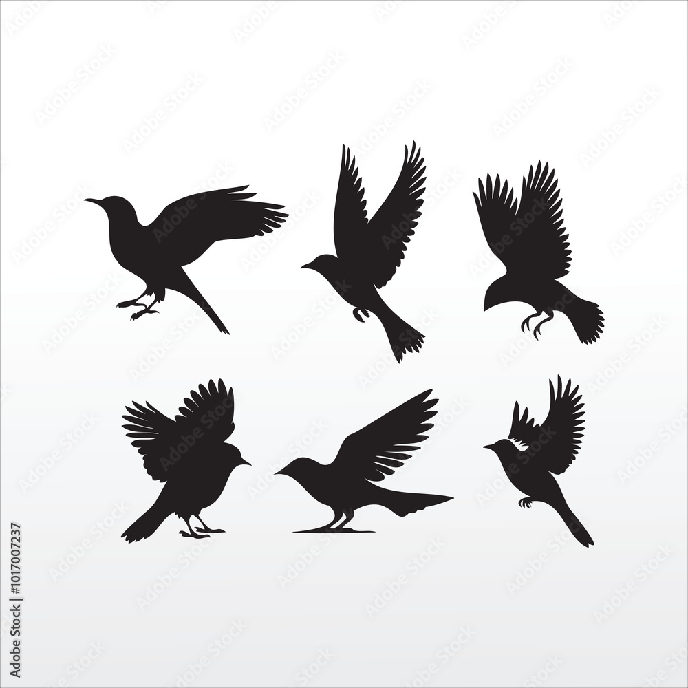 black flying birds silhouette printable craft sublimation animal vector illustration clipart design set black flying birds silhouette printable craft sublimation animal vector illustration clipart design set