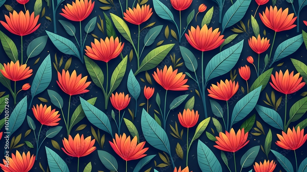 Seamless flower and leaves with abstract pattern clothing design background. Seamless flower and leaves with abstract pattern clothing design background.