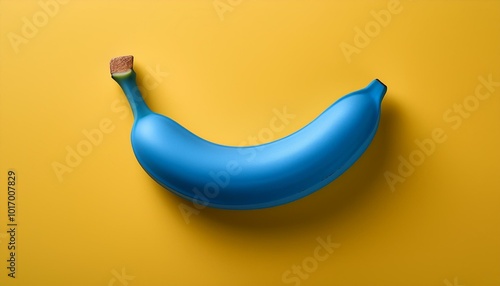 Obraz na płótnie a blue banana on a yellow background w salonie