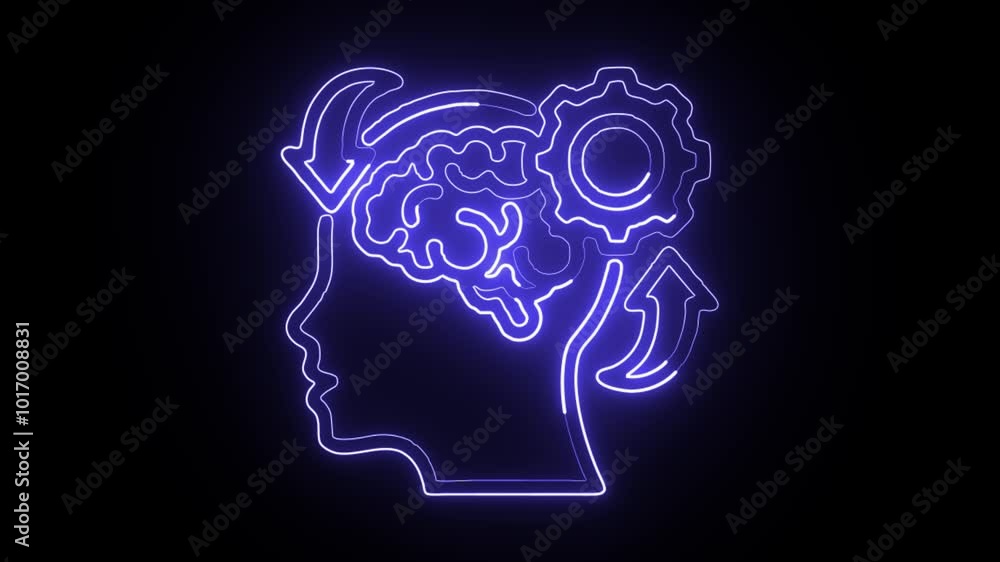 Glowing Neon Learning Icon Isolated on Black Background. HD Video Motion Graphic Animation Glowing Neon Learning Icon Isolated on Black Background. HD Video Motion Graphic Animation