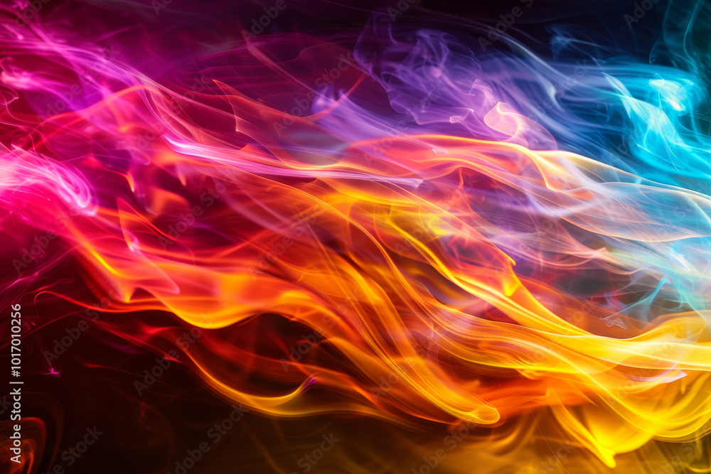 Fototapeta premium A colorful flame with a blue and red stripe