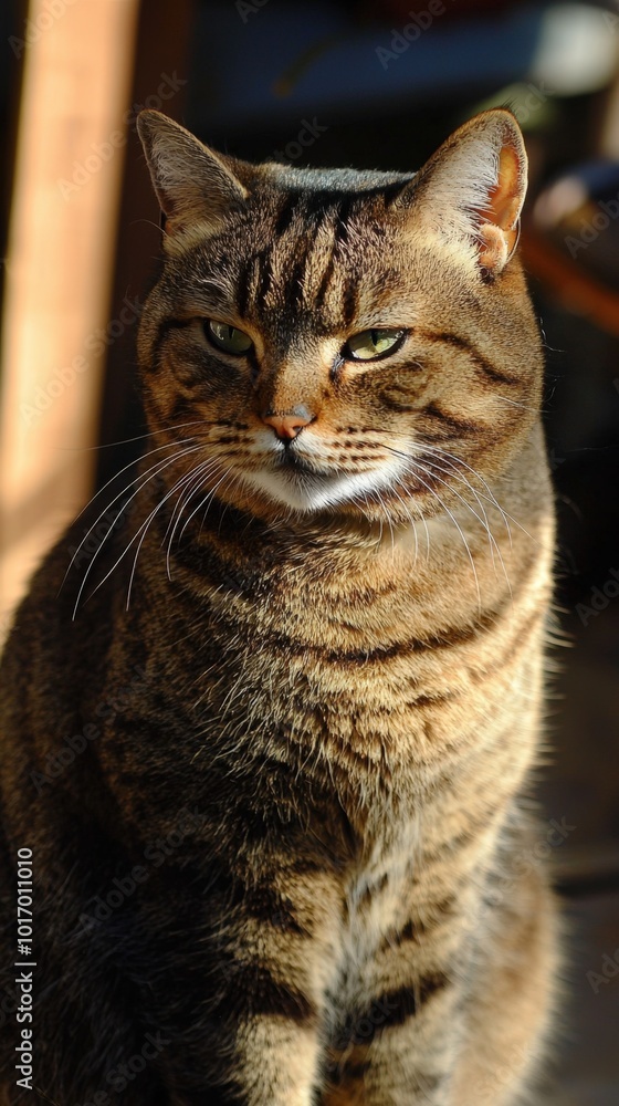 Fototapeta premium A striking wildcat basking in the warm sunlight on a playful afternoon