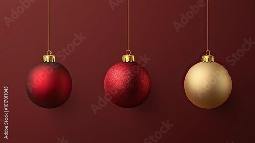 Red and Gold Christmas Ornaments with Glitter Details. AI generated image