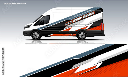 van big van wrap design with racing style