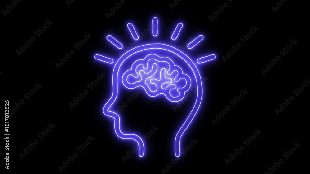 Glowing Neon Mindset Icon Isolated on Black Background. HD Video Motion Graphic Animation Glowing Neon Mindset Icon Isolated on Black Background. HD Video Motion Graphic Animation