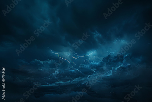 A dark sky with storm clouds and lightning