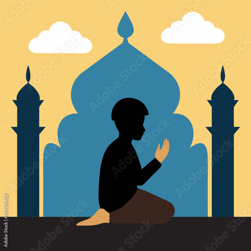 silhouette of a person with mosque