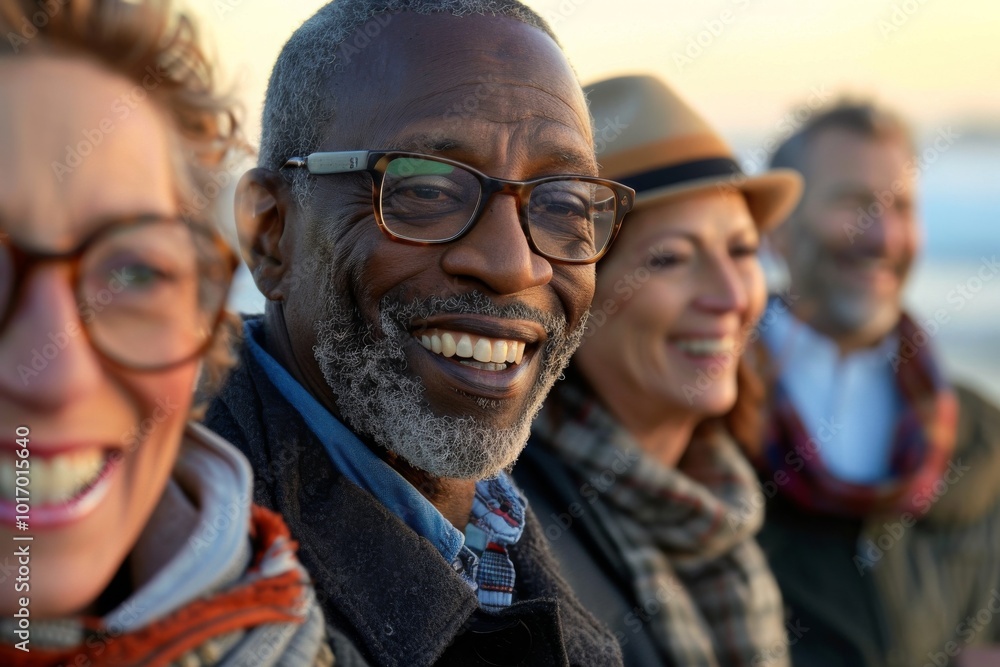 Group of senior friends having fun on the beach, smiling and looking at camera. Group of senior friends having fun on the beach, smiling and looking at camera.