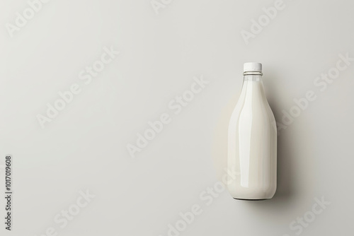 A bottle of milk is sitting on a white background