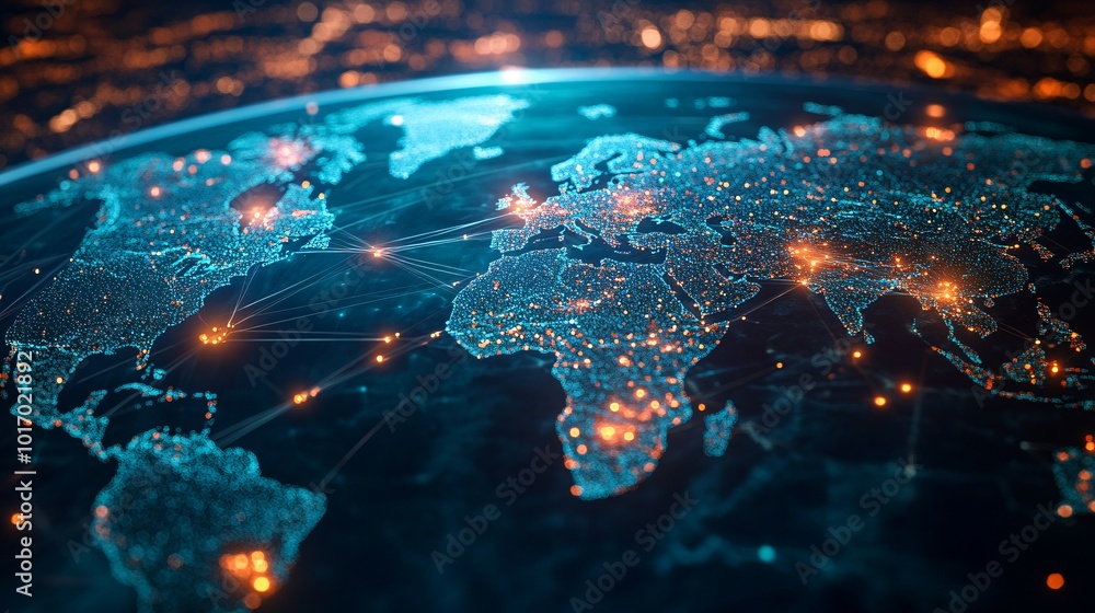 Fototapeta premium A Futuristic Illustration of the Earth with Interconnected Networks