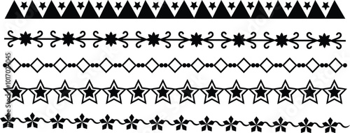 Floral wedding dividers icons set, borders and delimiters, flourish vignettes and separators, vector line frames. RSVP engagement design elements of flourish black. Wedding marriage invitation card