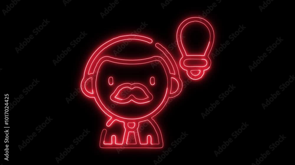Glowing Neon Creative Icon Isolated on Black Background. HD Video Motion Graphic Animation Glowing Neon Creative Icon Isolated on Black Background. HD Video Motion Graphic Animation