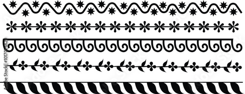 Floral wedding dividers icons set, borders and delimiters, flourish vignettes and separators, vector line frames. RSVP engagement design elements of flourish black. Wedding marriage invitation card