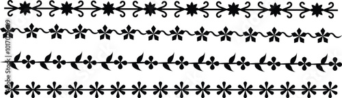 Floral wedding dividers icons set, borders and delimiters, flourish vignettes and separators, vector line frames. RSVP engagement design elements of flourish black. Wedding marriage invitation card