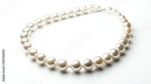 Wallpaper Mural A classic pearl necklace arranged in a graceful curve, isolated on a white background, emphasizing its elegance. Torontodigital.ca