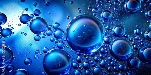 Wallpaper Mural Water droplets cluster on a deep blue surface, reflecting light and creating a mesmerizing effect. The arrangement captures the beauty of nature in an abstract form Torontodigital.ca