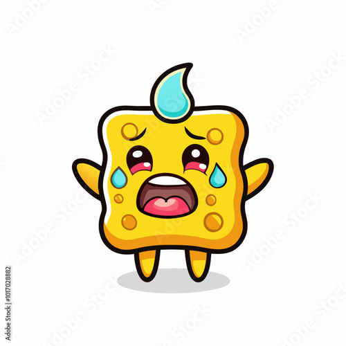 The illustration of crying sponge cute baby on a isolated white background (10)