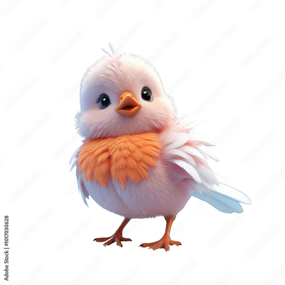 Obraz premium Cute Orange Chicken in 3D Rendering