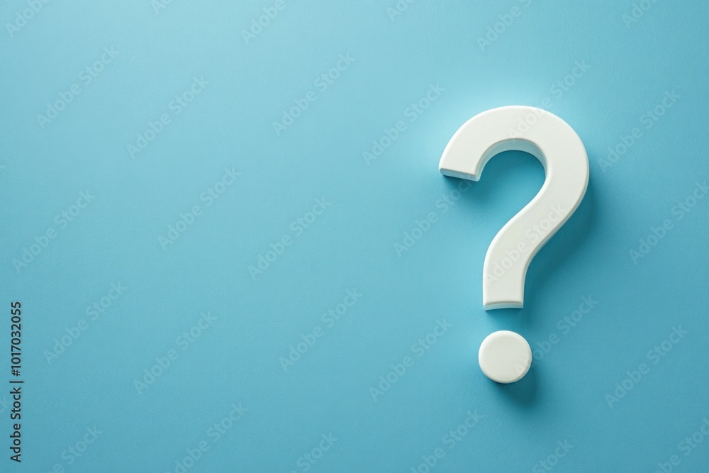Minimalist White Question Mark on Blue Background Minimalist White Question Mark on Blue Background