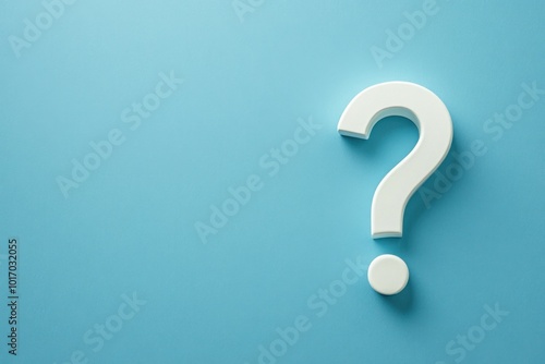 Minimalist White Question Mark on Blue Background