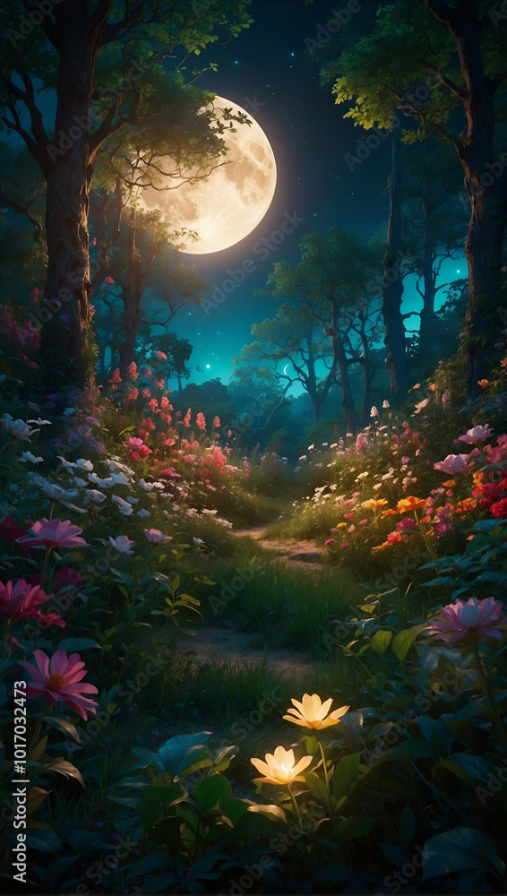 night landscape with moon and clouds night landscape with moon and clouds