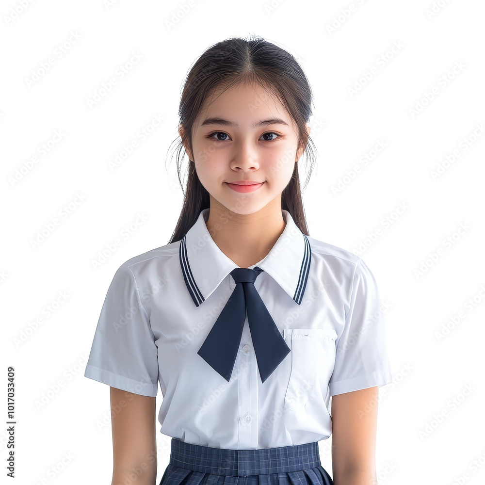 Thai teen girl in school uniform posing confidently against a plain background, Asian teen Thai student girl with school uniform. isolated on Png background Png background. Thai teen girl in school uniform posing confidently against a plain background, Asian teen Thai student girl with school uniform. isolated on Png background Png background.