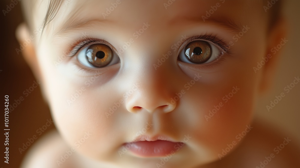 Happy baby smiling against a warm, golden bokeh background, creating a soft and joyful atmosphere. Happy baby smiling against a warm, golden bokeh background, creating a soft and joyful atmosphere.