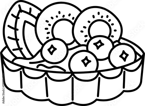 fruit tart sweet dessert outline coloring